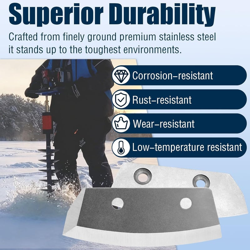 Shahn 8 inch Ice Augers Turbo Replacement Blades Compatible with Eskimo All 8-inch E40 Electric Auger bits, Stainless Steel - Image 4